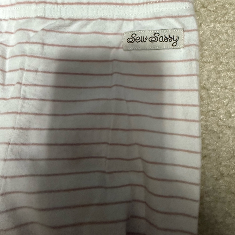 Pink Striped Ruffle Leggings - Picture 2 of 6